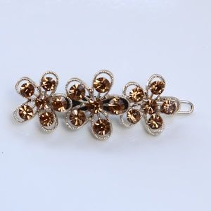 NWT FLOWER SHAPE GOLD CRYSTAL BARRETTE HAIR PIN